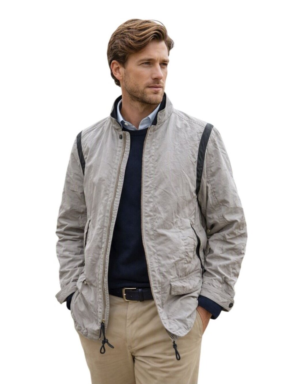 Seven 7 For All Mankind M Gray Quilted Nylon Jacket Plaid Lining Windbreaker